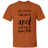 Bible Verse Men 5.3 oz. T-Shirt - "Psalm 119:105" Design 9 (Black Font) - Meditate Healing Christian Store