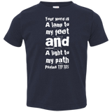 Bible Verse Toddler Jersey T-Shirt - "Psalm 119:105" Design 6 (White Font) - Meditate Healing Christian Store