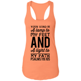 Bible Verses Ladies Ideal Racerback Tank - "Psalm 119:105" Design 3 (Black Font) - Meditate Healing Christian Store