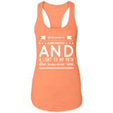 Bible Verse Ladies Ideal Racerback Tank - "Psalm 119:105" Design 14 (White Font) - Meditate Healing Christian Store
