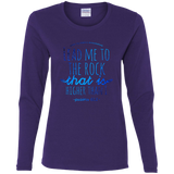 Bible Verse Ladies' Cotton Long Sleeve T-Shirt - "Psalm 61-2" Design 7 - Meditate Healing Christian Store