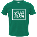 Bible Verse Toddler Jersey T-Shirt - "Psalm 119:105" Design 13 (White Font) - Meditate Healing Christian Store