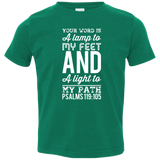 Bible Verse Toddler Jersey T-Shirt - "Psalm 119:105" Design 3 (White Font) - Meditate Healing Christian Store