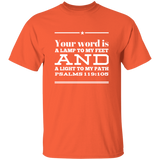 Bible Verse Men 5.3 oz. T-Shirt - "Psalm 119:105" Design 10 (White Font) - Meditate Healing Christian Store