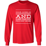 Bible Verse Long Shirt Ultra Cotton T-Shirt - "Psalm 119:105" Design 11 (White Font) - Meditate Healing Christian Store