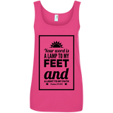 Bible Verses Ladies' 100% Ringspun Cotton Tank Top - "Psalm 119:105" Design 2 (Black Font) - Meditate Healing Christian Store