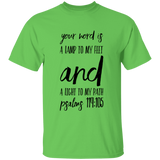 Bible Verse Men 5.3 oz. T-Shirt - "Psalm 119:105" Design 9 (Black Font) - Meditate Healing Christian Store