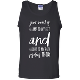 Bible Verse Men 100% Cotton Tank Top - "Psalm 119:105" Design 9 (White Font) - Meditate Healing Christian Store
