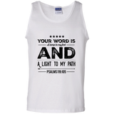 Bible Verse Men 100% Cotton Tank Top - "Psalm 119:105" Design 16 (Black Font) - Meditate Healing Christian Store