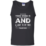 Bible Verse Men 100% Cotton Tank Top - "Psalm 119:105" Design 16 (White Font) - Meditate Healing Christian Store
