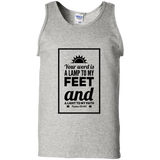 Bible Verse Men 100% Cotton Tank Top - "Psalm 119:105" Design 2 (Black Font) - Meditate Healing Christian Store