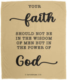 Typography Premium Sherpa Mink Blanket - Faith In The Power Of God ~1 Corinthians 2:5~