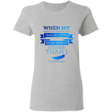Bible Verses Ladies' 5.3 oz. T-Shirt - "Psalm 61:2" Design 13 - Meditate Healing Christian Store