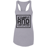 Bible Verses Ladies Ideal Racerback Tank - "Psalm 119:105" Design 12 (Black Font) - Meditate Healing Christian Store