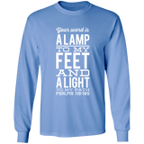 Bible Verse Long Shirt Ultra Cotton T-Shirt - "Psalm 119:105" Design 4 (White Font) - Meditate Healing Christian Store