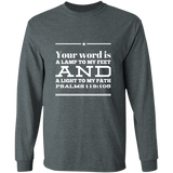 Bible Verse Unisex Long Sleeve T-Shirt - Your Word Is Light To My Path ~Psalm 119:105~ Design 10
