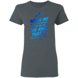 Bible Verses Ladies' 5.3 oz. T-Shirt - "Psalm 61:2" Design 14 - Meditate Healing Christian Store