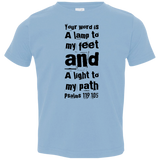 Bible Verse Toddler Jersey T-Shirt - "Psalm 119:105" Design 6 (Black Font) - Meditate Healing Christian Store