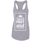 Bible Verse Ladies Ideal Racerback Tank - "Psalm 119:105" Design 2 (White Font) - Meditate Healing Christian Store
