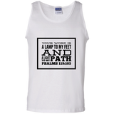Bible Verse Men 100% Cotton Tank Top - "Psalm 119:105" Design 13 (Black Font) - Meditate Healing Christian Store