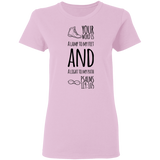 Bible Verse Ladies' 5.3 oz. T-Shirt - "Psalm 119:105" Design 20 (Black Font) - Meditate Healing Christian Store