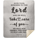Typography Premium Sherpa Mink Blanket - Cast Your Burden On The Lord ~Psalm 55:22~