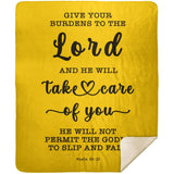 Typography Premium Sherpa Mink Blanket - Cast Your Burden On The Lord ~Psalm 55:22~