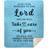 Typography Premium Sherpa Mink Blanket - Cast Your Burden On The Lord ~Psalm 55:22~