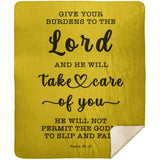 Typography Premium Sherpa Mink Blanket - Cast Your Burden On The Lord ~Psalm 55:22~