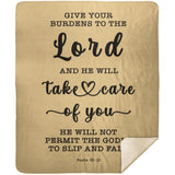 Typography Premium Sherpa Mink Blanket - Cast Your Burden On The Lord ~Psalm 55:22~