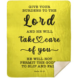 Typography Premium Sherpa Mink Blanket - Cast Your Burden On The Lord ~Psalm 55:22~