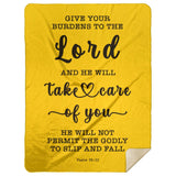 Typography Premium Sherpa Mink Blanket - Cast Your Burden On The Lord ~Psalm 55:22~