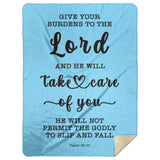 Typography Premium Sherpa Mink Blanket - Cast Your Burden On The Lord ~Psalm 55:22~