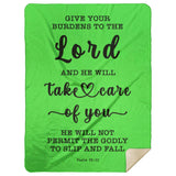 Typography Premium Sherpa Mink Blanket - Cast Your Burden On The Lord ~Psalm 55:22~