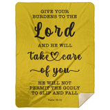 Typography Premium Sherpa Mink Blanket - Cast Your Burden On The Lord ~Psalm 55:22~