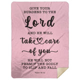 Typography Premium Sherpa Mink Blanket - Cast Your Burden On The Lord ~Psalm 55:22~