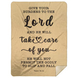 Typography Premium Sherpa Mink Blanket - Cast Your Burden On The Lord ~Psalm 55:22~