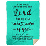 Typography Premium Sherpa Mink Blanket - Cast Your Burden On The Lord ~Psalm 55:22~