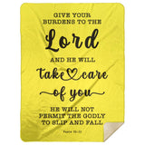 Typography Premium Sherpa Mink Blanket - Cast Your Burden On The Lord ~Psalm 55:22~
