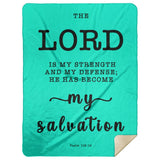 Typography Premium Sherpa Mink Blanket - He Has Become My Salvation ~Psalm 118:14~