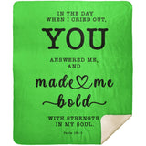 Typography Premium Sherpa Mink Blanket - Strength In My Soul ~Psalm 138:3~