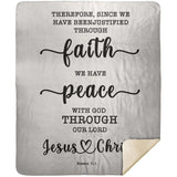 Typography Premium Sherpa Mink Blanket - We Have Peace With God ~Romans 5:1~