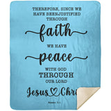 Typography Premium Sherpa Mink Blanket - We Have Peace With God ~Romans 5:1~