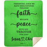 Typography Premium Sherpa Mink Blanket - We Have Peace With God ~Romans 5:1~