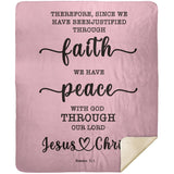 Typography Premium Sherpa Mink Blanket - We Have Peace With God ~Romans 5:1~
