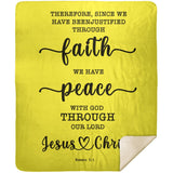 Typography Premium Sherpa Mink Blanket - We Have Peace With God ~Romans 5:1~