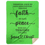 Typography Premium Sherpa Mink Blanket - We Have Peace With God ~Romans 5:1~