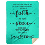 Typography Premium Sherpa Mink Blanket - We Have Peace With God ~Romans 5:1~