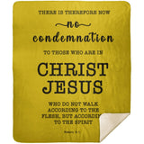 Typography Premium Sherpa Mink Blanket - No More Condemnation ~Romans 8:1~