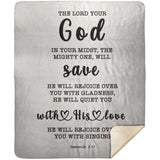 Typography Premium Sherpa Mink Blanket - God In Your Midst ~Zephaniah 3:17~